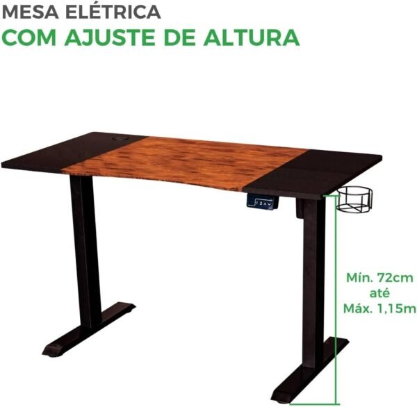 Mesa Elétrica Ergométrica com Regulagem de Altura, Preta e Marrom, Mixtou - Imagem 2