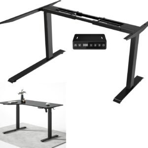 Mesa Eletrica,Mesa Regulagem Altura,Mesa de computador em pé ajustável elétrica com motor duplo para casa e escritório (somente estrutura preta)