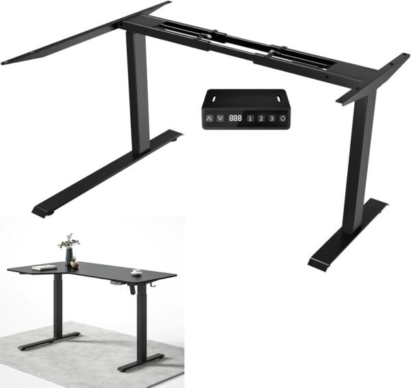 Mesa Eletrica,Mesa Regulagem Altura,Mesa de computador em pé ajustável elétrica com motor duplo para casa e escritório (somente estrutura preta)