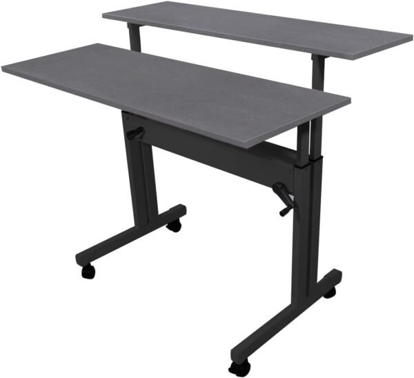 Mesa Ergonômica Dupla com Regulagem de Altura Tampo Búfalo Imita Couro - Wp Connect