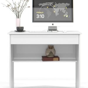 Mesa Escrivaninha Branco Com 1 gav Notebook Office Compact Vitória Branca