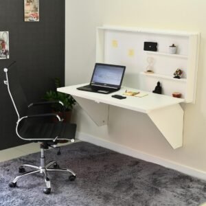 Mesa Home Office Escrivaninha Retrátil Branco