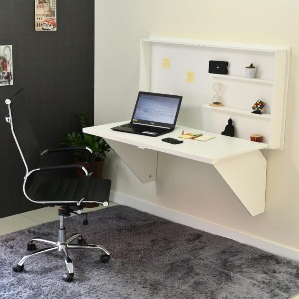 Mesa Home Office Escrivaninha Retrátil Branco