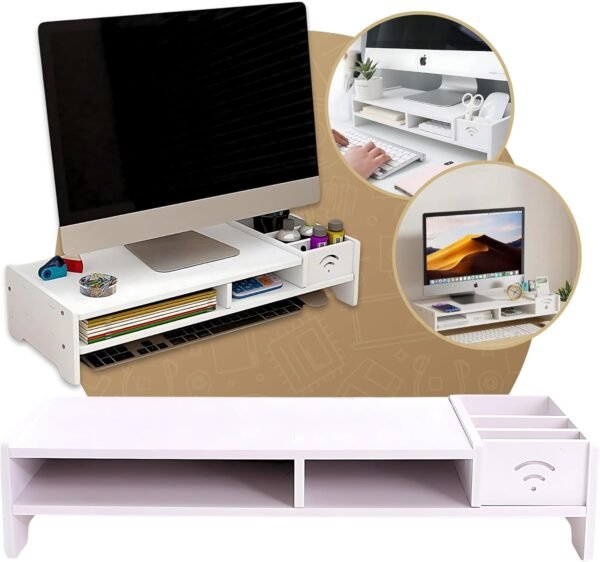 Mesa Monitor Suporte Para Notebook De MDF Stand Desk Base Home Organizador Office Setup