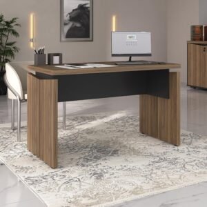 Mesa Operacional Funcional e Moderna em Tamburato 37mm - Nogal e Preto Artany
