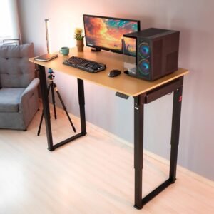 Mesa com Regulagem de Altura DT3 F40;Memória para dois níveis de altura; Suporte para headset;Organizador de cabo; Dual motor selado de 24V e 12A (Oak)