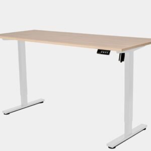 Mesa com Regulagem de Altura Elétrica - Active Desk (Carvalho com base Branca, 150x60cm)