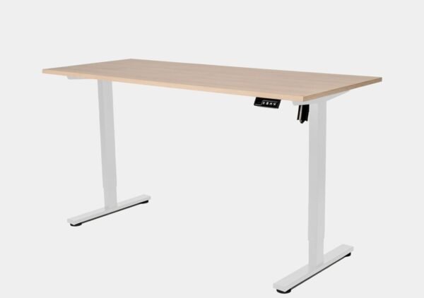Mesa com Regulagem de Altura Elétrica - Active Desk (Carvalho com base Branca, 150x60cm)