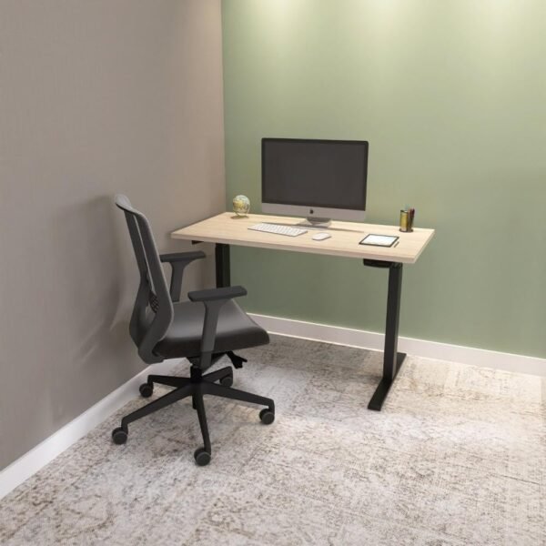 Mesa com Regulagem de Altura Elétrica Escrivaninha 150cm Mee1500p25 Nogueira Casablanca/Preto - Imagem 2