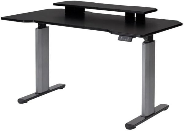 Mesa com Regulagem de Altura Elétrica e Stand Lift 134 cm - Preto Fosco c/Prata