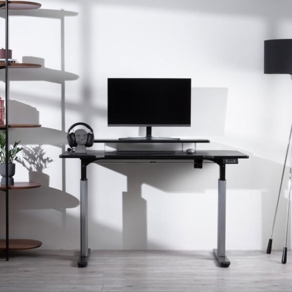 Mesa com Regulagem de Altura Elétrica e Stand Lift 134 cm - Preto Fosco c/Prata - Imagem 2