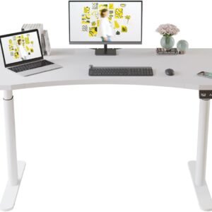 Mesa com regulagem de altura e 3 botões de memória mesa escrivaninha computador com carregamento rápido type-c mesa gamer mesa escritorio (Branco, 140x76CM)