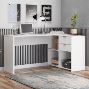 Mesa de Escritório 2 Gavetas 3 Nichos Office NT 2060 Notável Móveis Branco New