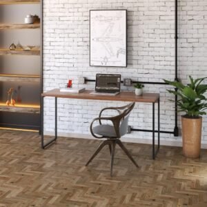 Mesa de Trabalho Dinâmica 150x50x75cm para Escritório e Home Office (Nogal/Est.Preta)