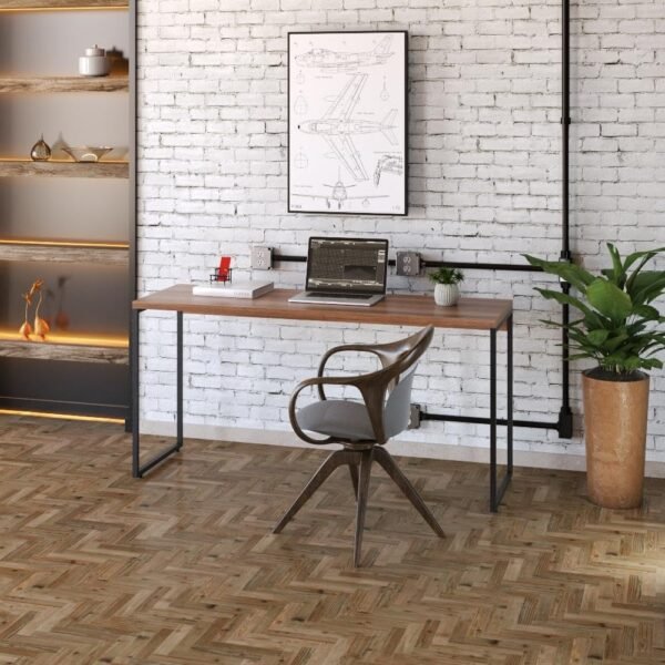 Mesa de Trabalho Dinâmica 150x50x75cm para Escritório e Home Office (Nogal/Est.Preta)