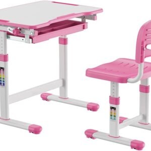 Mesa e Cadeira Infantil Estudos e Desenho Regulável B207-PINK Rosa