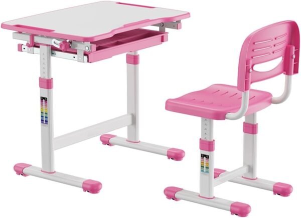 Mesa e Cadeira Infantil Estudos e Desenho Regulável B207-PINK Rosa