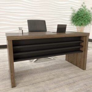 Mesa para Escritório 135cm Tamburato Elegante Executiva Artany Charuto/preto