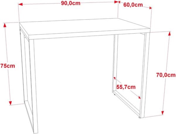 Mesa para Escritório Office Estilo Industrial 0,90m Kuadra Snow/Est.Preta, Compace - Imagem 2