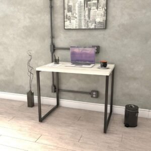 Mesa para Escritório Office Estilo Industrial 0,90m Kuadra Snow/Est.Preta, Compace