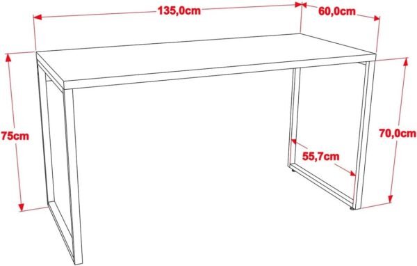 Mesa para Escritório Office Estilo Industrial 1,35m, Compace, Kuadra, Nogal / Est.Preta - Imagem 2