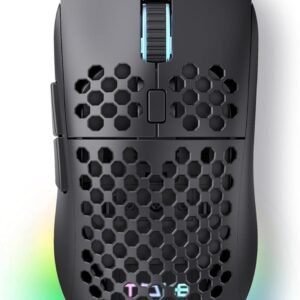 Mouse Gamer TMKB Falcon M1SE Ultraleve Honeycomb, sensor óptico de 12800DPI de alta precisão, 6 botões programáveis, RGB personalizável, mouse ergonômico para jogos com fio - preto fosco
