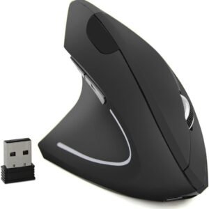 Mouse para canhoto, mouse vertical ergonômico sem fio recarregável de 2,4 G com receptor USB, 6 botões e 3 DPI ajustáveis 800/1200/1600 para laptop, PC, desktop (mão esquerda)