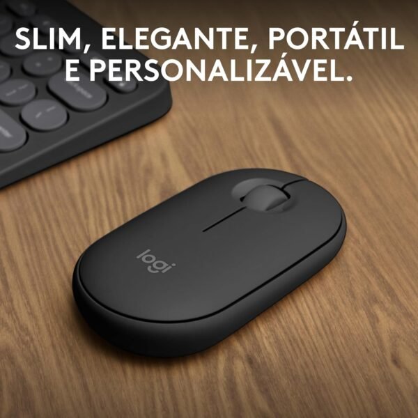 Mouse sem fio Logitech Pebble 2 M350s com Clique Silencioso, Design Slim Ambidestro, Conexão Bluetooth e Pilha Inclusa - Grafite - Imagem 2