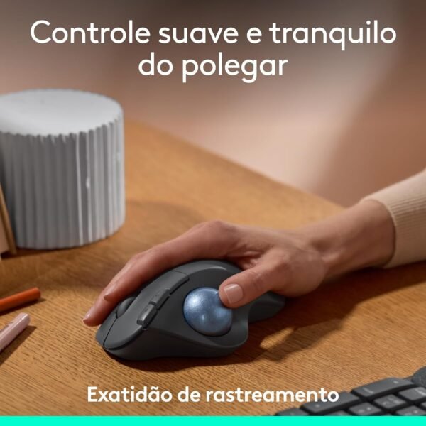 Mouse sem fio Logitech Trackball ERGO M575S com Cliques Silenciosos, Controle Fácil do Polegar, Rastreamento Preciso e Suave, Conexão Bluetooth e USB Logi Bolt - Compatível com PC/Mac - Imagem 2