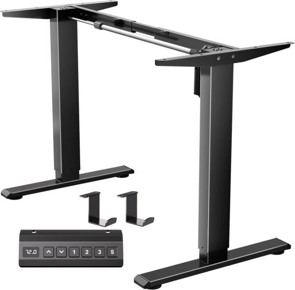 NICECOZY Estação de trabalho com moldura de mesa elétrica, ajuste de altura do controlador de memória, até 120 cm, base de mesa ergonômica para casa e escritório, apenas moldura preta