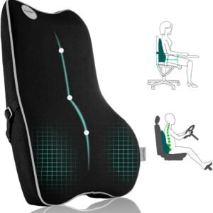 Newgam Almofada de suporte lombar, almofada ortopédica de espuma viscoelástica pura, encosto ortopédico com malha 3D respirável para assento de carro, cadeira de escritório, cadeira de computador