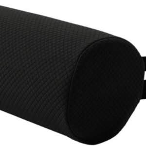 OIIBWQ Almofada Lombar em Rolo, Suporte para a Parte Inferior Costas, Prática com Tira Elástica Macia, para Cadeira de Leitura, Cadeira Gamer, Preto