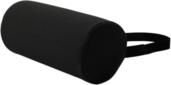 OIIBWQ Almofada Lombar em Rolo, Suporte para a Parte Inferior Costas, Prática com Tira Elástica Macia, para Cadeira de Leitura, Cadeira Gamer, Preto