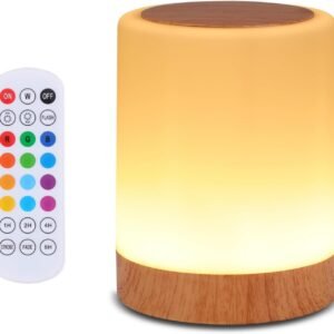 OORUN Luminária de mesa de cabeceira sensível ao toque, 13 cores RGB e 5 brilho, lâmpada de mesa recarregável por USB, luz noturna regulável com controle remoto com mudança de cor RGB, lâmpada