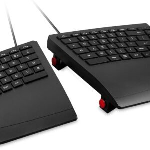 Perixx PERIBOARD-524B US, [Firmware atualizado] Teclado ergonômico dividido com fio - até 2 pés de separação - ângulo de inclinação ajustável - teclas de membrana de perfil baixo - preto - inglês dos EUA