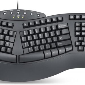 Perixx Teclado dividido ergonômico Periboard-512 - design ergonômico natural - preto - tamanho volumoso 48,5 x 23,5 x 4,4 cm, layout em inglês dos EUA