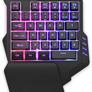 RedThunder Teclado para jogos com uma mão RGB retroiluminado 35 teclas, mini teclado portátil para jogos, controle ergonômico para PC Gamer