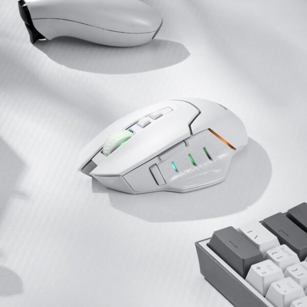 Redragon Mouse para jogos M690 PRO sem fio, 8000 DPI com fio/sem fio com chave de disparo rápido, 8 botões macro, design ergonômico para PC/Mac/laptop, branco - Imagem 2