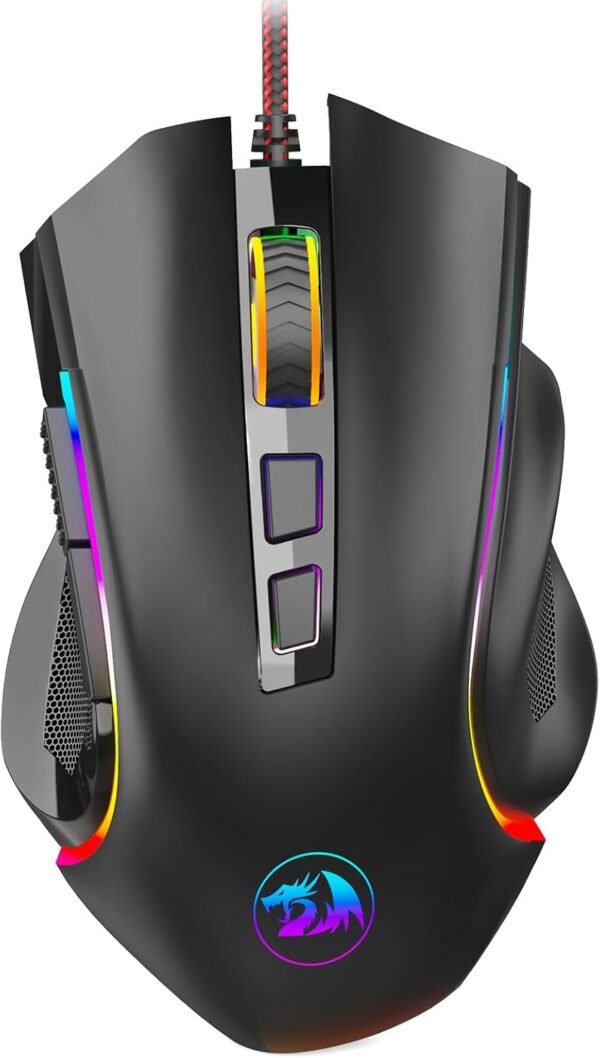 Redragon Mouse para jogos com fio RGB M602 RGB retroiluminado com espectro RGB Mouse ergonômico Griffin programável com 7 modos de luz de fundo até 7200 DPI para Windows PC Gamers (preto)
