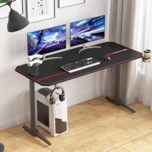 SogesPower Mesa de pé ajustável em altura elétrica, mesa de computador, mesa de escritório em casa, mesa preta (preta, 160 cm)