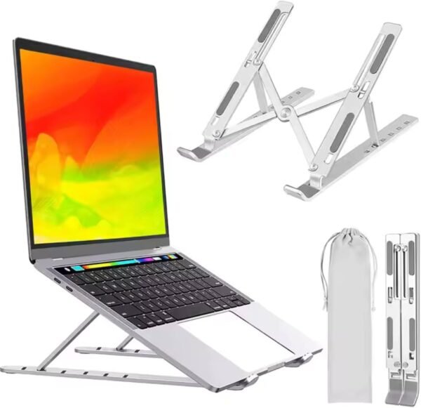 Suporte De Alumínio Para Notebook Ajustável Com 6 Ângulos Ajustáveis - Dobrável E Ergonômico Para Desktop Portátil Compatível Com Macbook, Ipad, Hp, Dell, Lenovo, Samsung (ETC) 10-17" - Premium