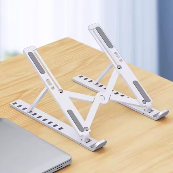 Suporte De Alumínio Para Notebook Ajustável Com 6 Ângulos Ajustáveis - Dobrável E Ergonômico Para Desktop Portátil Compatível Com Macbook, Ipad, Hp, Dell, Lenovo, Samsung (ETC) 10-17" - Premium - Imagem 2