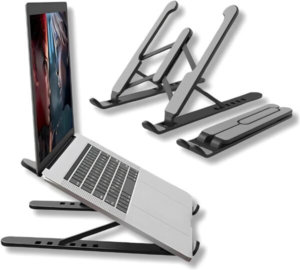 Suporte Multifuncional De Luxo Para Notebook Ajustável Com 6 Ângulos Ajustáveis - Dobrável E Ergonômico Para Desktop Portátil Compatível Com Macbook, Ipad, Hp, Dell (ETC) 10-17" - Linha Premium