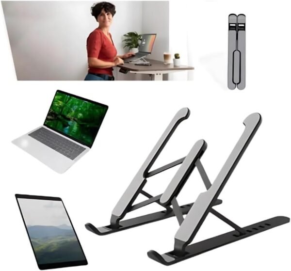 Suporte Multifuncional De Luxo Para Notebook Ajustável Com 6 Ângulos Ajustáveis - Dobrável E Ergonômico Para Desktop Portátil Compatível Com Macbook, Ipad, Hp, Dell (ETC) 10-17" - Linha Premium - Imagem 2