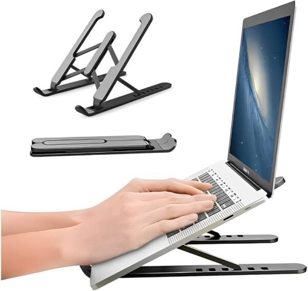Suporte Notebook Ajustável Base Tablet Netbook Ergonômico Dobrável Regulável Leve Apoio Universal TAMO (PRETO) - Imagem 2