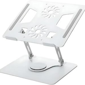 Suporte Notebook Giratório 360° ErgoSpin – Articulado em Alumínio, Altura Ajustável e Base Estável Antiderrapante – Ergonômico para Home Office, Estudo e Jogos