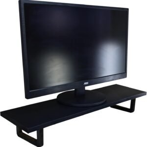Suporte Para Monitor Elevado Mesa Ajuste Home Office Setup Gamer Organizador MDF 50cm (Suporte Preto)