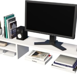 Suporte Para Monitor Elevado Mesa Home Office Multifuncional Branco