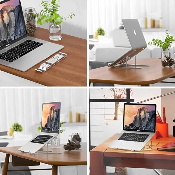 Suporte Para Notebook De Alumínio Ajustável Dobrável Portátil Metal Resistente E Ajustável, Compatível Com MacBook Air Pro, HP, Lenovo, Dell, Samsung - MULTINIXIA - Imagem 2