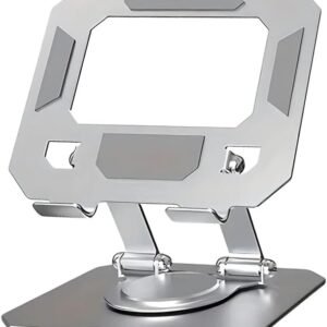 Suporte Para Notebook e Tablet Celular de Mesa Articulado Ajustável Com Rotação 360 Graus em Alumínio Resistente Suporte Multifuncional Com Design Ergonômico para Notebook, Tablet (Prata)